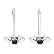 Garnet Evil Eye Sterling Silver Stud Earrings, e331st